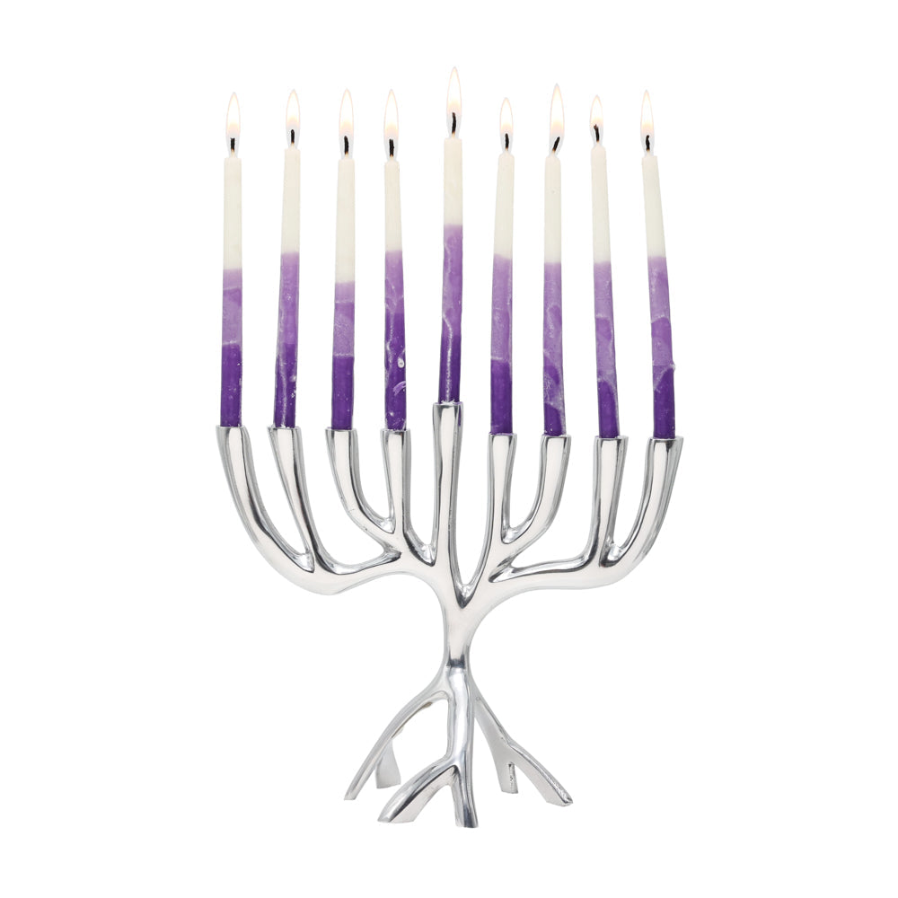 חנוכייה "עץ החיים" מודרנית מאלומיניום בגוון כסף - תמונה 3 - יאיר עמנואל