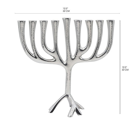 חנוכייה "עץ החיים" גדולה ממתכת (גודל: 32*32 ס"מ) מרוקע, האמן יאיר עמנואל