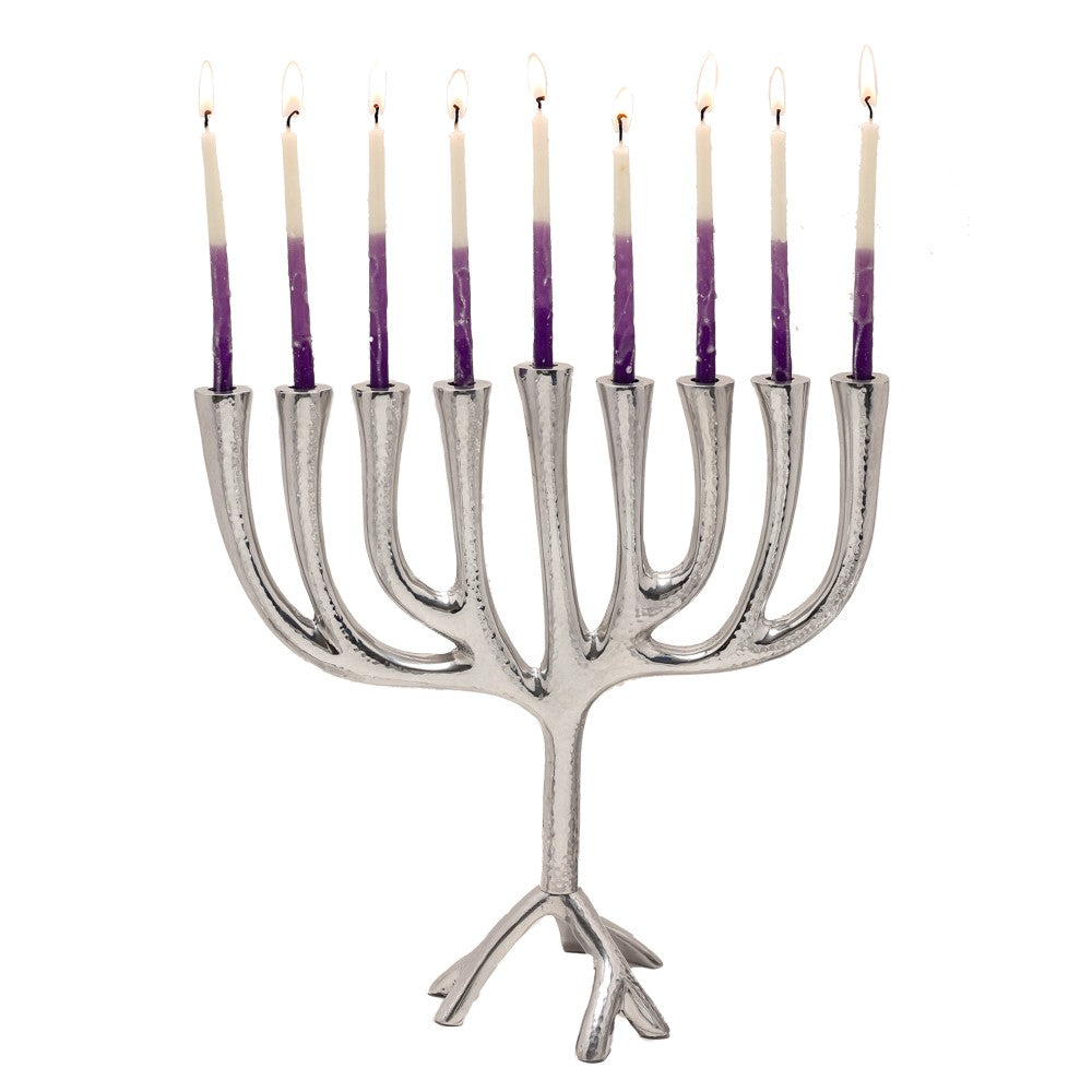 חנוכייה "עץ החיים" גדולה ממתכת (גודל: 32*32 ס"מ) מרוקע, האמן יאיר עמנואל