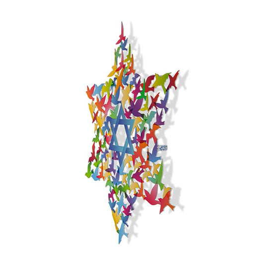 תכשיט קיר מגן דוד ציפורים גדול ממתכת (39.5*34 ס"מ) - ע"י האמנית דורית קליין