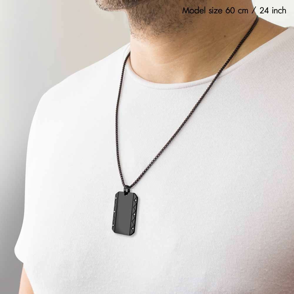 שרשרת מלבנית (2*3.5 ס"מ) מסטיל (פלדת אל חלד) עם ציפוי PVD שחור