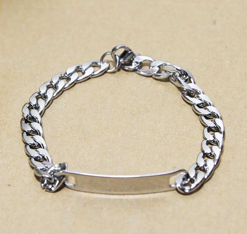 צמיד לגבר חוליות עבה מסטיל (פלדת אל-חלד) עם פלטה חלקה