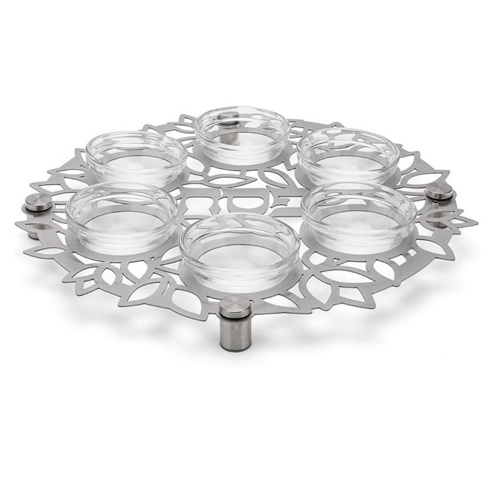 קערת פסח (32 ס"מ) "עלים" מנירוסטה - אומנית דורית קליין