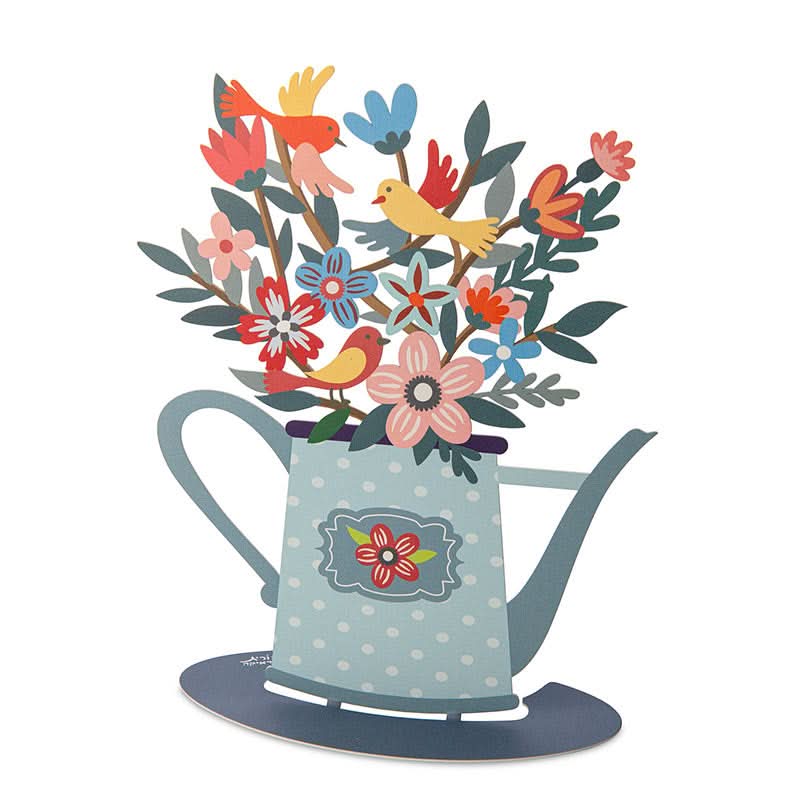 סטנד כד "פרחים וציפורים" שולחני (18*23.5 ס"מ) צבעוני  - ע"י האמנית דורית קליין