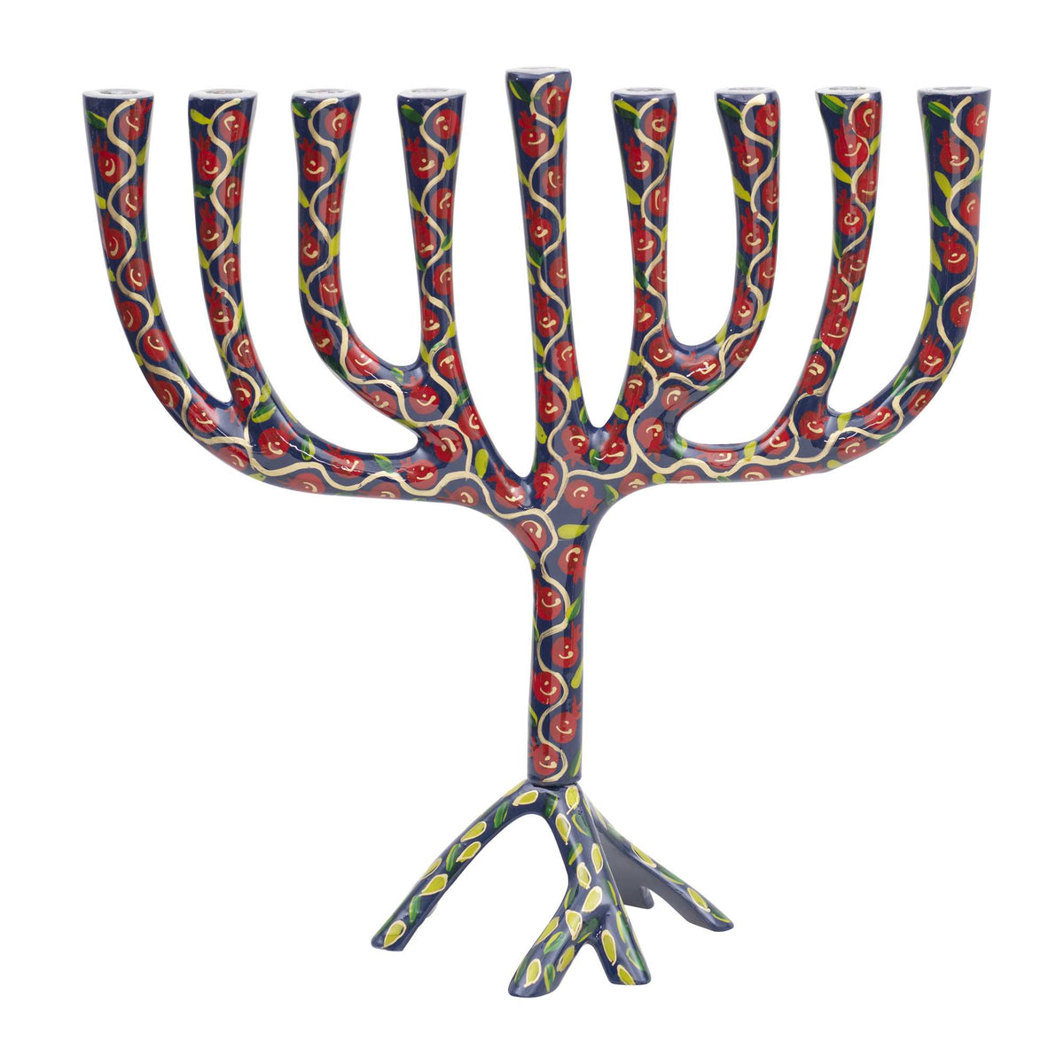 חנוכייה גדולה "עץ ורימונים" ממתכת בציור יד - תמונה 2 - יאיר עמנואל