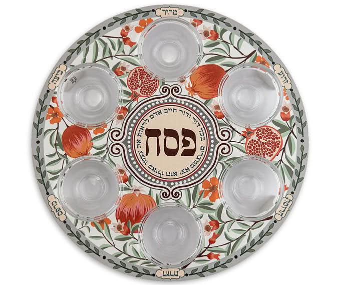 צלחת פסח ע"י דורית יודאיקה אימונים ממתכת עם הדפס צבעוני