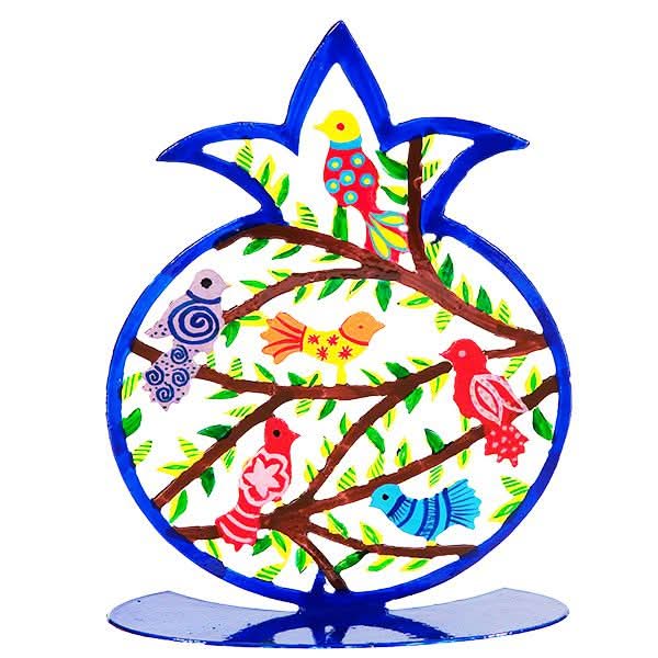 סטנד רימון "ציפורים" מרשים ( 20 * 16 ס"מ ) ממתכת בחיתוך לייזר צבועה ביד בצבע כחול. חיתוך מדויק של ציפורים - מעוצב ומיוצר ע"י יאיר עמנואל. החמסה עשויה מתכת בחיתוך לייזר וממצוירת בצבעי אקריליק בציור יד. מחירי מבצע מיוחדים באתר מתנות ישראל