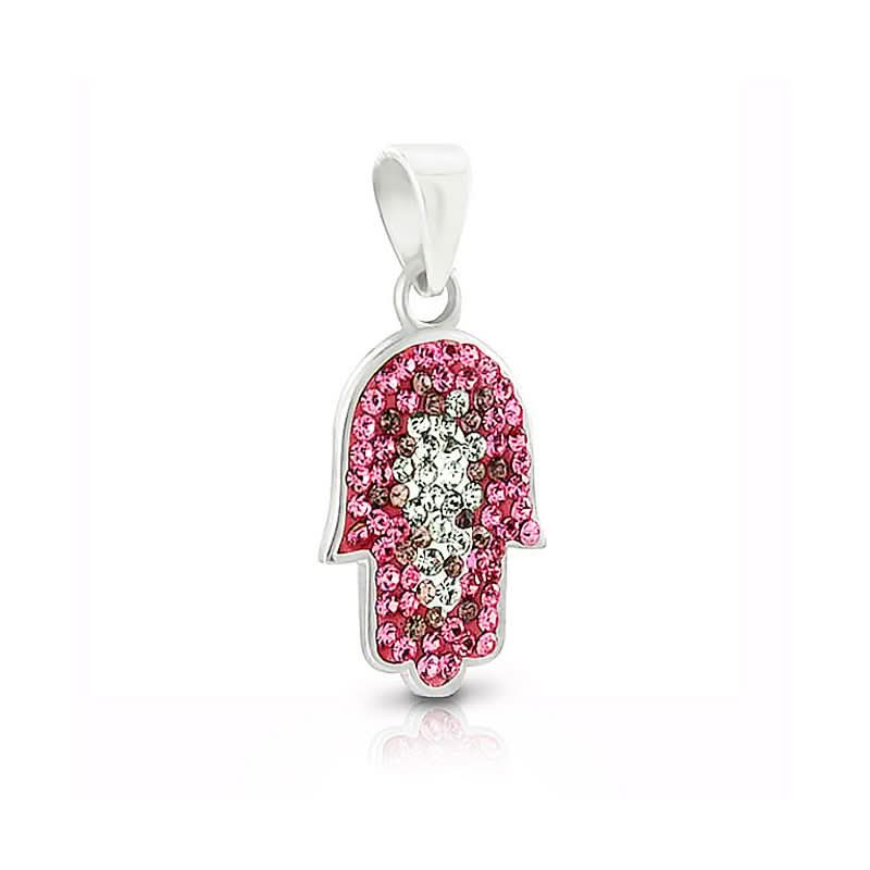 שרשרת חמסה (1.8*1.2 ס"מ) מכסף 925 משובץ עם קריסטלים