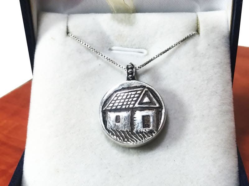 שרשרת "רבי נחמן מברסלב" קמע (2 ס"מ) מכסף 925 עגול נפתח עם ביתו של הרבי