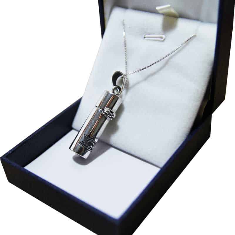 שרשרת מזוזה "שדי" מכסף 925 גדול (3.5*1 ס"מ) נפתחת עם \ ללא קלף