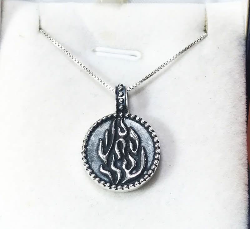 925 Silver Mezuzah Amulet Necklace "My Fire" (1.9 cm) Round Open