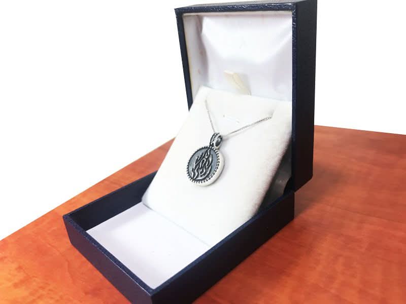 925 Silver Mezuzah Amulet Necklace "My Fire" (1.9 cm) Round Open