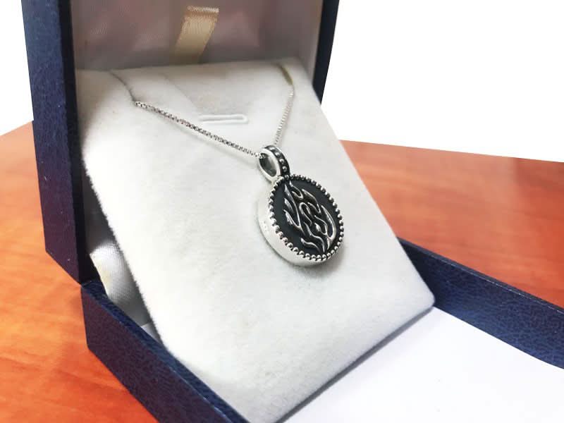925 Silver Mezuzah Amulet Necklace "My Fire" (1.9 cm) Round Open