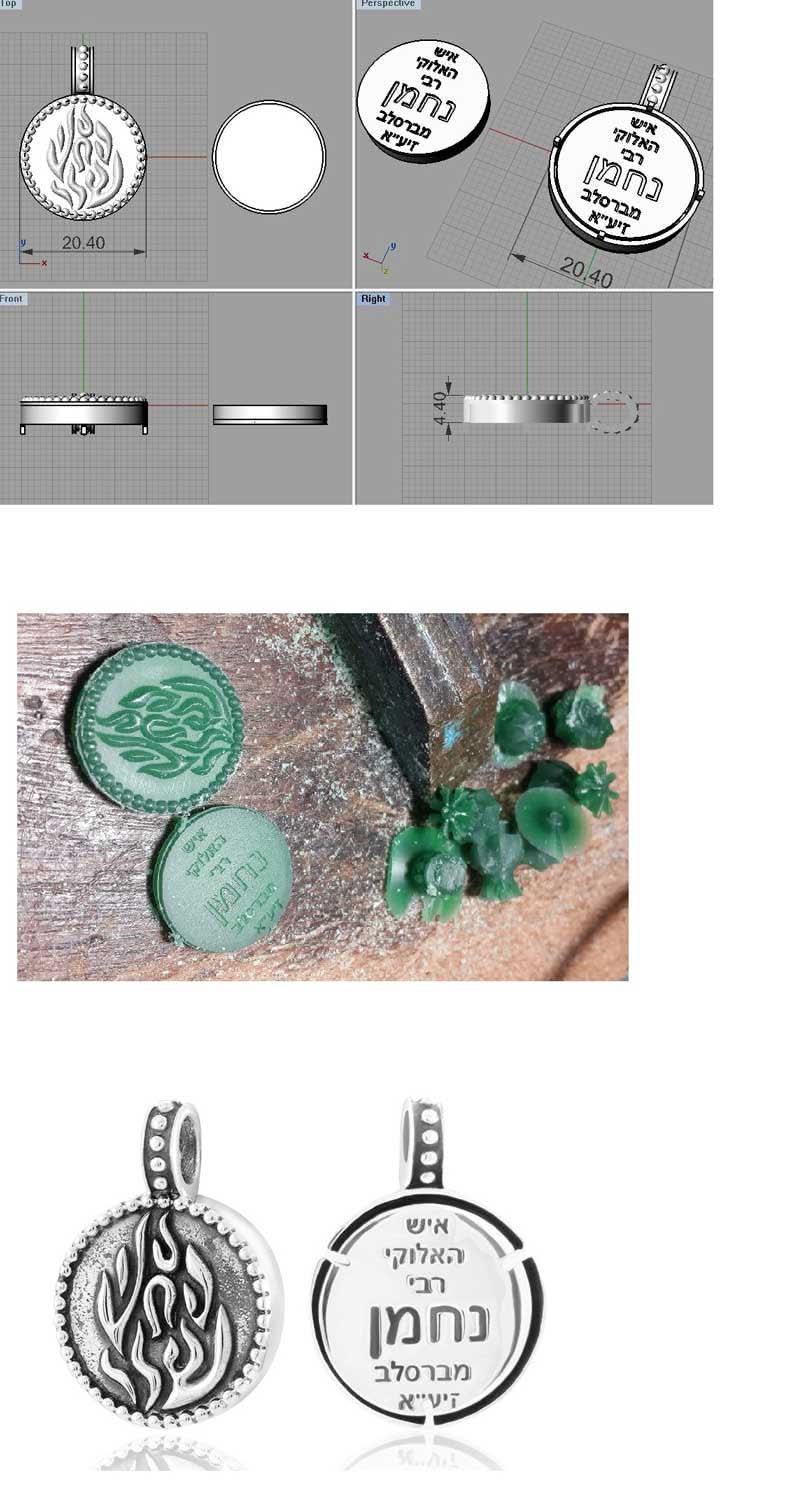 925 Silver Mezuzah Amulet Necklace "My Fire" (1.9 cm) Round Open