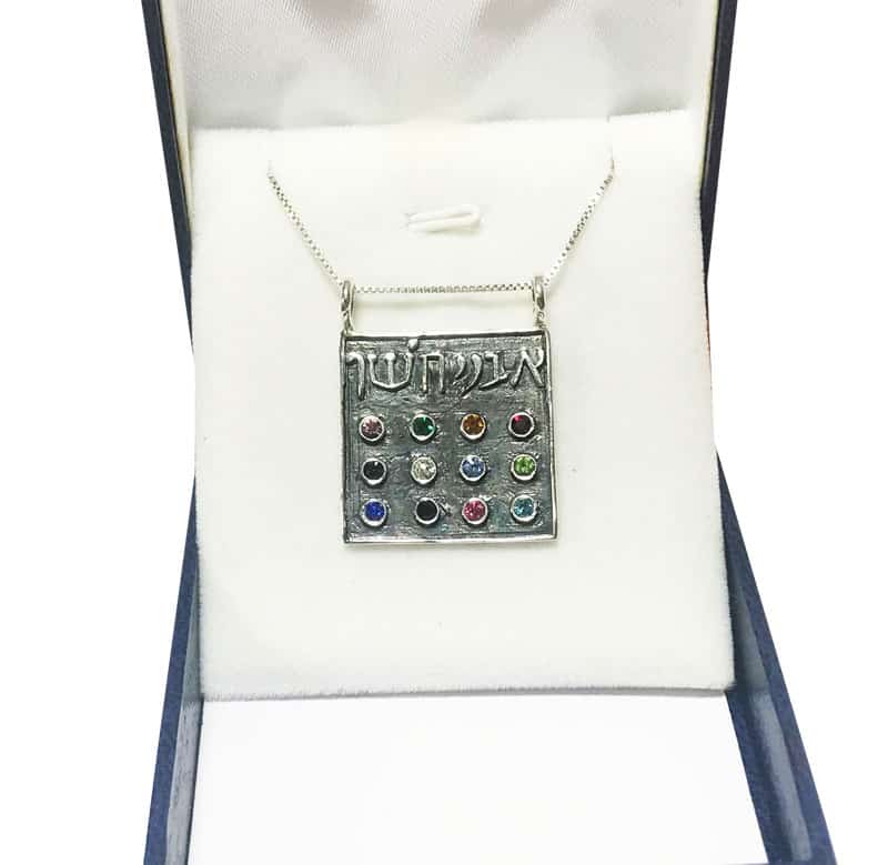 Large 925 silver Cheshan necklace (26 cm) "Cheshan stones", set with 12 crystals