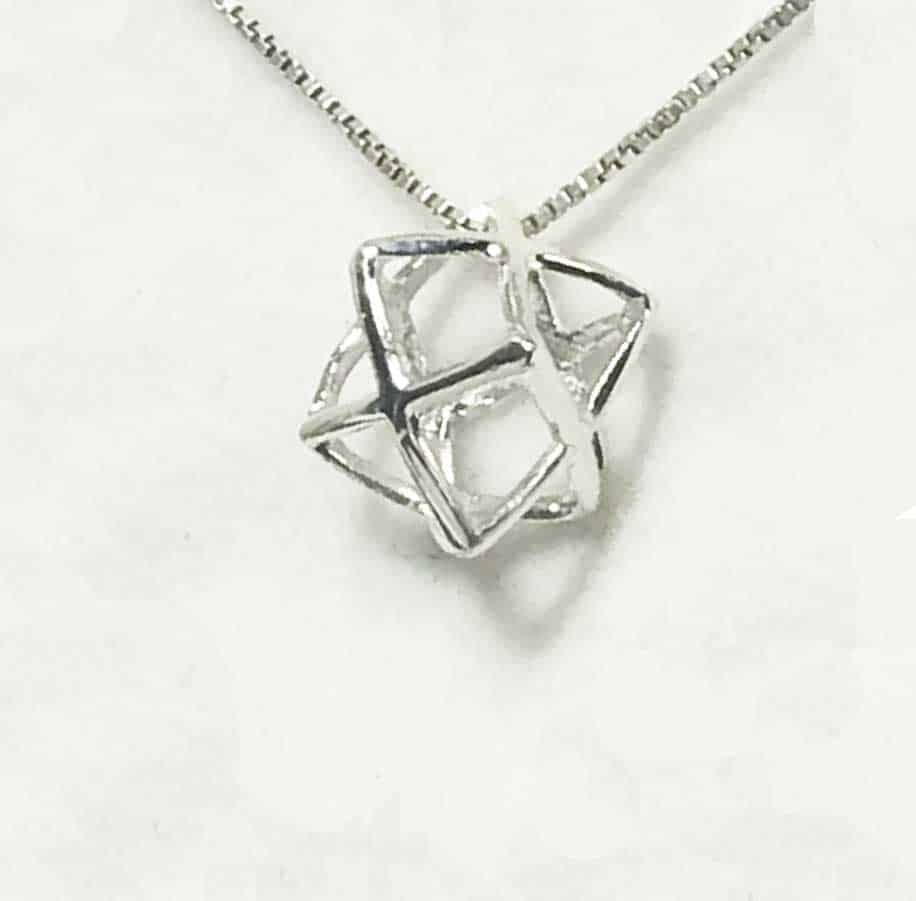 שרשרת מרכבה (מגן דוד תלת מימדי) מכסף 925 לגבר או לאישה