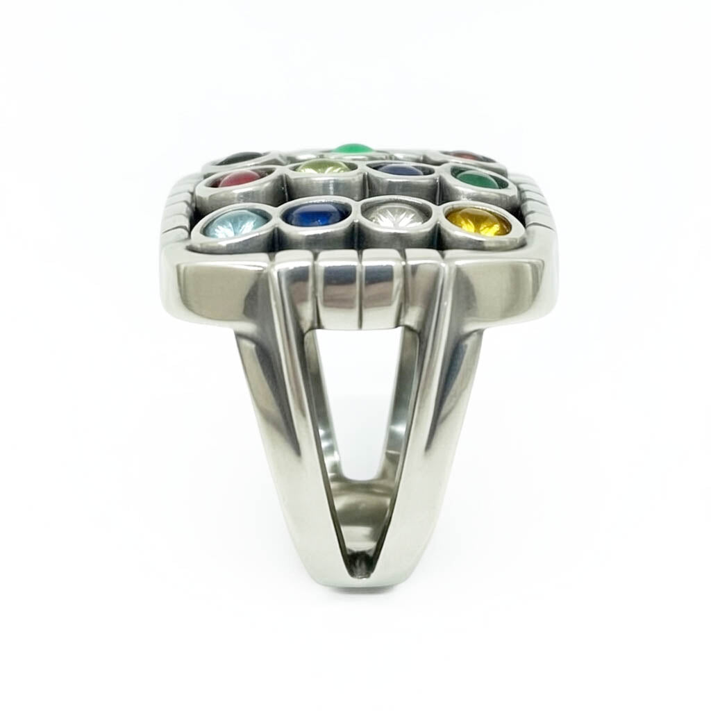 טבעת "חושן" מכסף 925 סטרלינג משובצת 12 קריסטלים