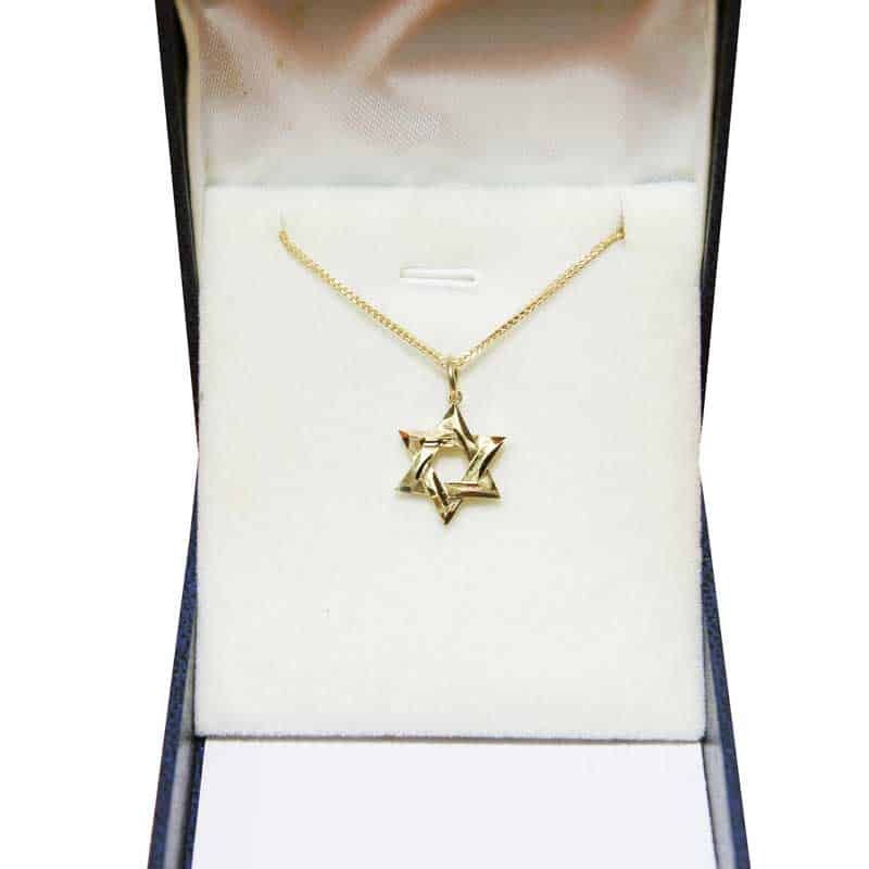 תליון מגן דוד קטן לגבר או אשה עשוי מזהב צהוב 14K. עם או ללא שרשרת. מחיר מבצע כולל שליח עד הבית.