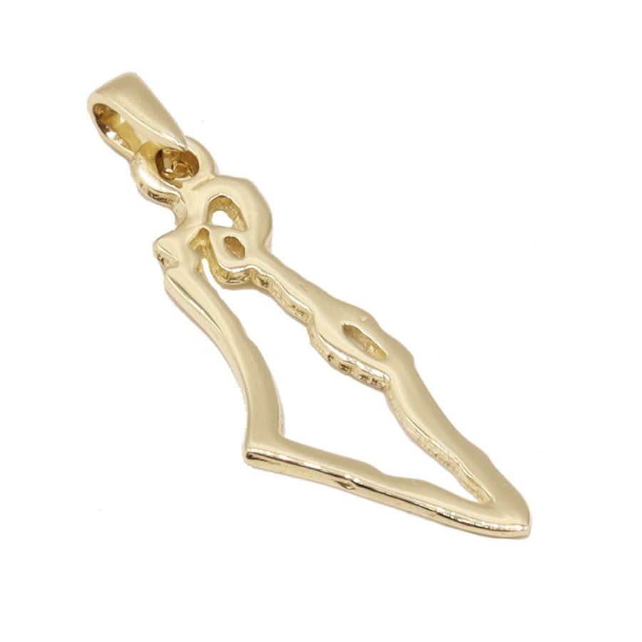 תליון "מפת ישראל" (2.5*1 ס"מ) מזהב צהוב 14 קראט