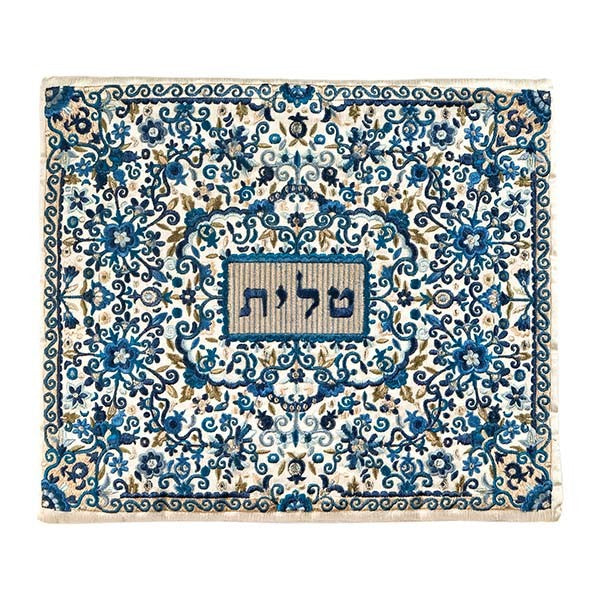 תיק טלית רקמה מלאה כחול - רקמה על בד - יאיר עמנואל
