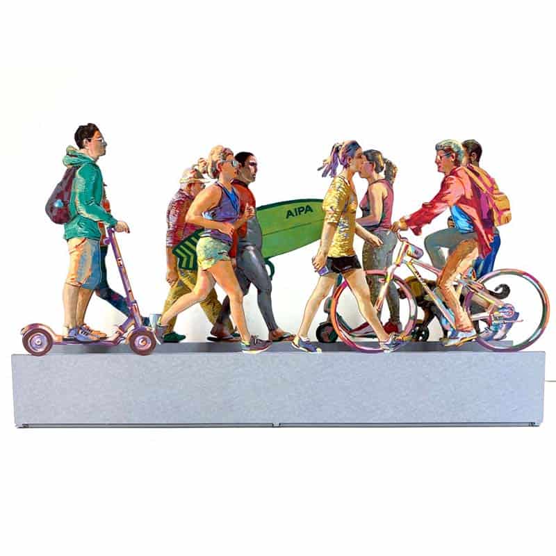 סטנד "טיילת תל אביב" (30*17 ס"מ) ממתכת צבעוני דו צדדי. מעוצב ומיוצר ע"י האמן דוד גרשטיין