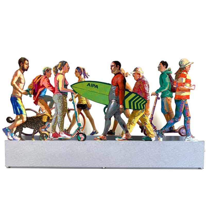 סטנד "טיילת תל אביב" (30*17 ס"מ) ממתכת צבעוני דו צדדי. מעוצב ומיוצר ע"י האמן דוד גרשטיין