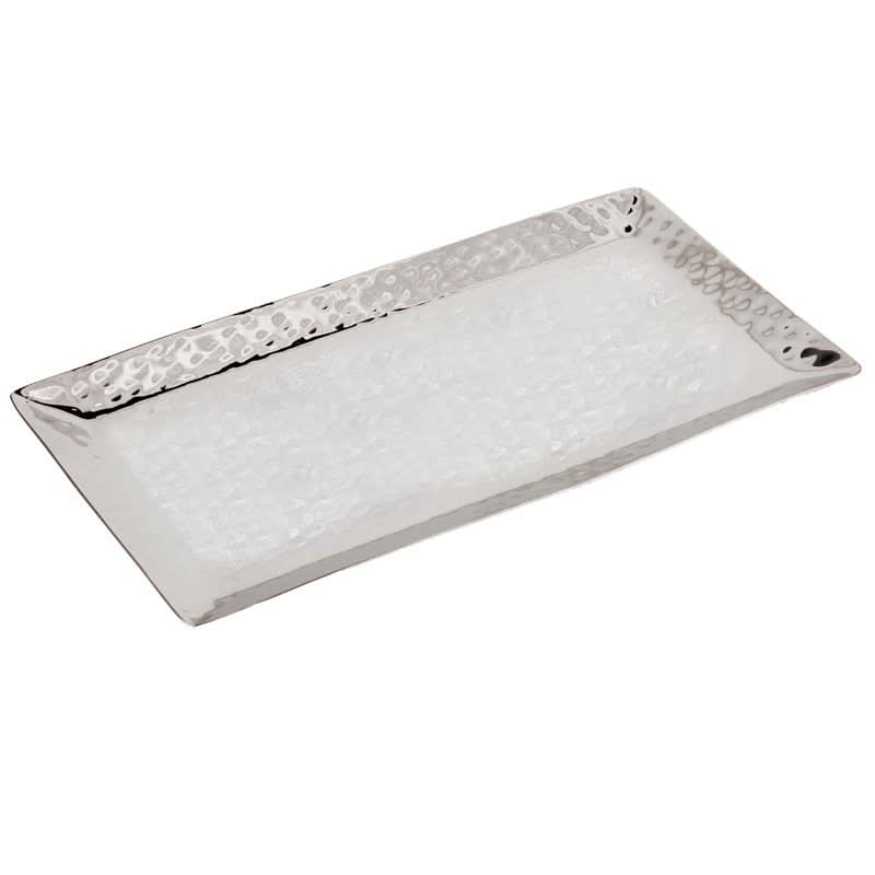 Rectangular serving tray (24*12 cm) made of stainless steel with a hammered finish, artist Yair Emanuel