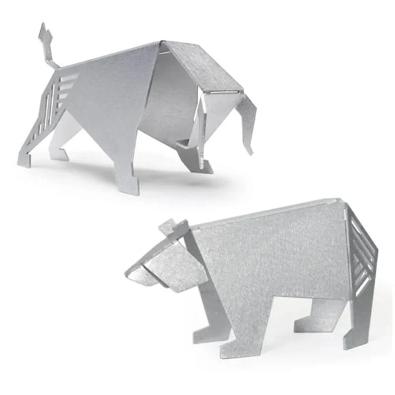 סט "וול-סטריט שור ודוב" מאלומיניום (14 ו 15 ס"מ) ע"י האמנית שלי אגרונין