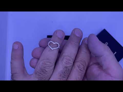 טבעת "לב" עדינה לנערות מכסף 925 משובצת קריסטלים לבנים