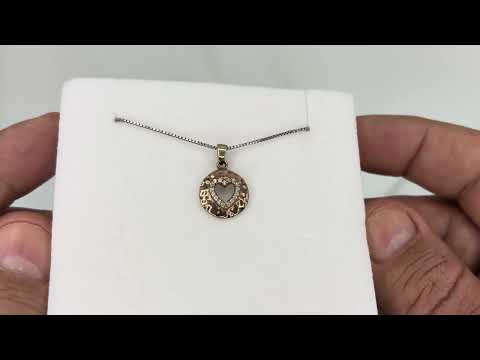 שרשרת לב מרוקעת קטנה (1.4 ס"מ) מכסף 925 ציפוי זהב אדום, עם קריסטלים