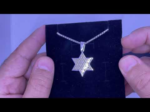 שרשרת "מגני דוד" גדול (2.4 ס"מ) מסטיל (פלדת אל חלד) רקע זהב