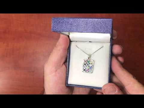 סט טבעת + שרשרת + עגילים חושן תואם מכסף 925 משובצים קריסטלים צבעוניים