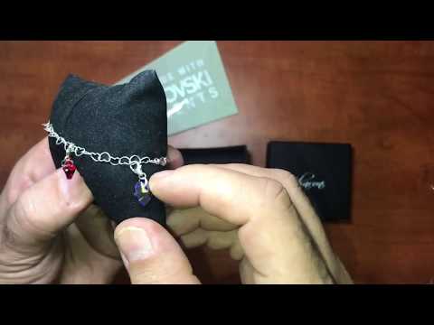 צמיד כסף 925 בצורת לבבות עם 5 צ'רמים לבבות צבעוני SWAROVSKI