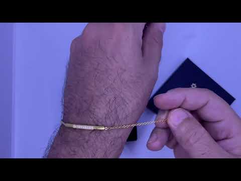 צמיד חוליות לנשים מסטיל (פלדת אל חלד) פלטת דקה עם שיבוץ קריסטלים (17 +3 ס"מ)