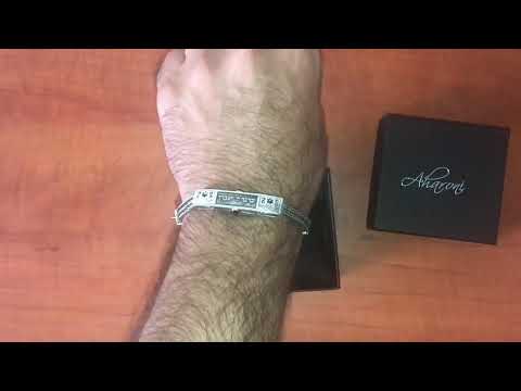 צמיד לגבר "יברכך ה וישמרך" מכסף 925 עם אבני לאפיס