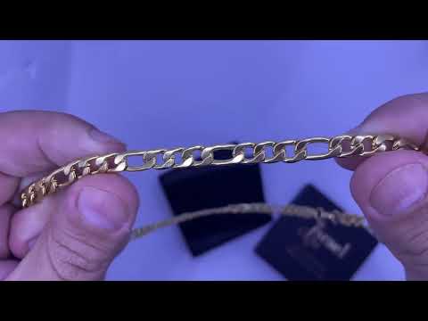 שרשרת "פיגארו" 3+1 עבה לגבר (55 ס"מ) מסטיל (פלדת אל-חלד) עם ציפוי זהב PVD