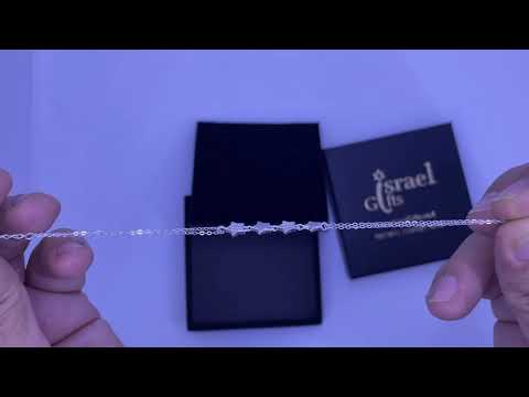 צמיד "כוכבים" עדין לאישה מכסף 925 סטרלינג משובצת קריסטלים לבנים