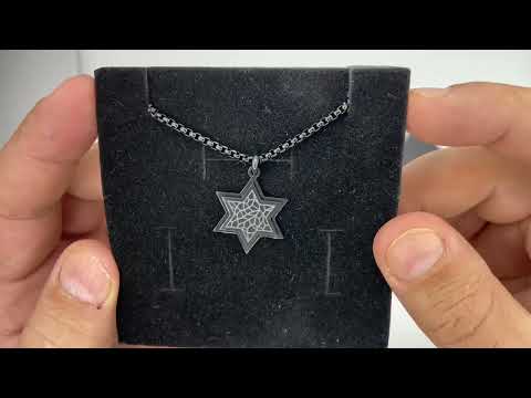שרשרת מגן דוד (2 ס"מ) מסטיל עם ציפוי שחור PVD