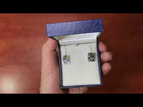 סט שרשרת + עגילי "חושן" תואם מכסף 925 משובצים קריסטלים צבעוניים