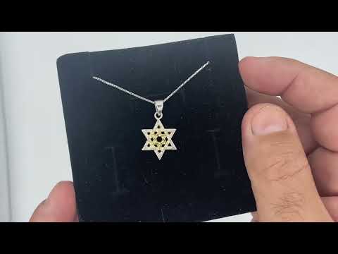 שרשרת "מגן דוד" (1.9*1.6 ס"מ) מכסף 925 עם עיטורים, ציפוי זהב 14 קראט