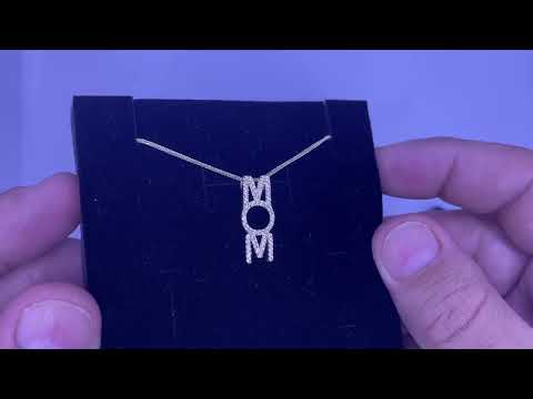 תליון "MOM" (2.3*1 ס"מ) מזהב צהוב 14 קראט משובץ קריסטלים