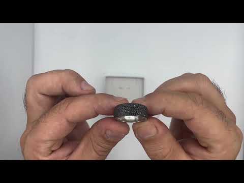 טבעת מכסף 925 משובצת קריסטלים שחורים עם ציפוי רודיום