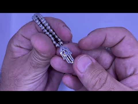 צמיד כדורים מסטיל (פלדת אל חלד) "חמסה" (17 ס"מ+3 ס"מ)