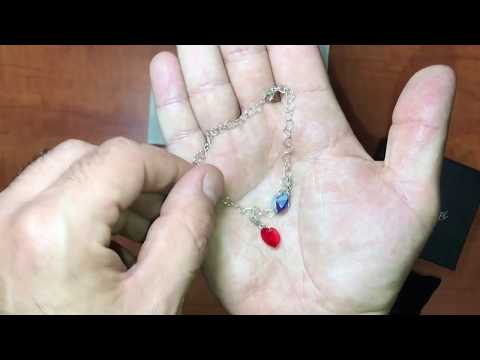 צמיד לבבות מכסף 925 עם 3 צ'רמים לבבות SWAROVSKI במגוון צבעים