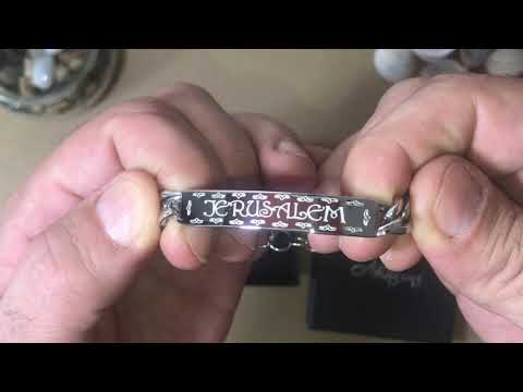 צמיד לגבר ירושלים (21 ס"מ) "JERUSALEM" באנגלית מסטיל עם עיטורים