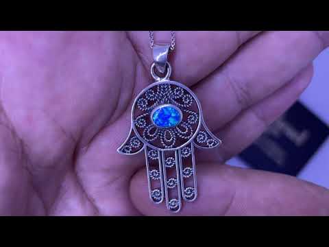 סט "חמסה" מכסף 925, שרשרת חמסה גדולה עם עיטורי פיליגרין + טבעת תואמת