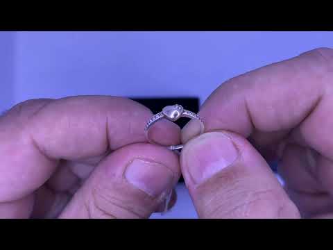 טבעת "לב" מכסף 925 עם לב ציפוי זהב אדום וקריסטלים לבנים עם ציפוי רודיום