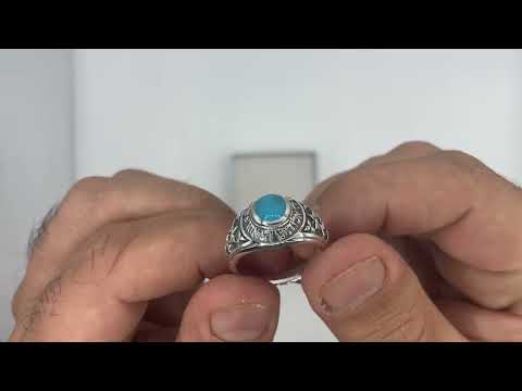 טבעת "שמע ה אלוהינו ה אחד ישראל" מכסף סטרלינג 925 משובץ אבן טורקיז