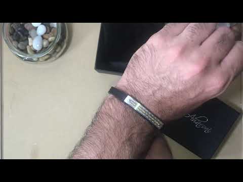 צמיד לגבר \ אישה "שמע ישראל" מעור וסטיל עם ציפוי זהב