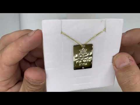 תליון "דיסקית חייל" (3*2.1 ס"מ) מזהב צהוב 14 קראט, "אין לי ארץ אחרת"